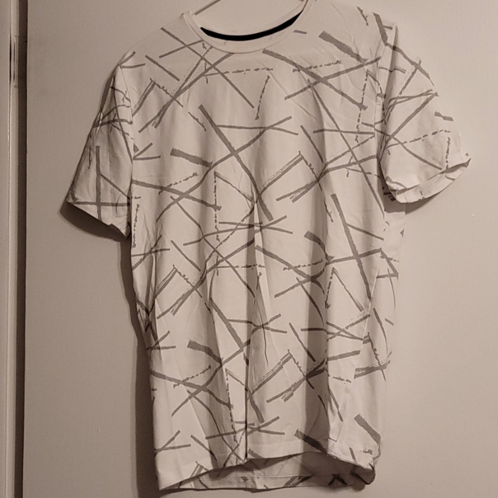 Express Men's Gray Lines White Shirt